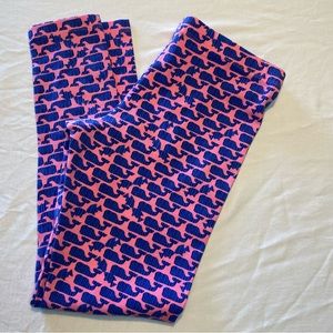 Vineyard Vines Girls Pink All Over Whale Print Leggings Size M (10-12)